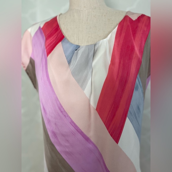 Mexx Metropolitan| Multicolor Dress Broad Striped Short Sleeve Summer Size 8 - Picture 11 of 12